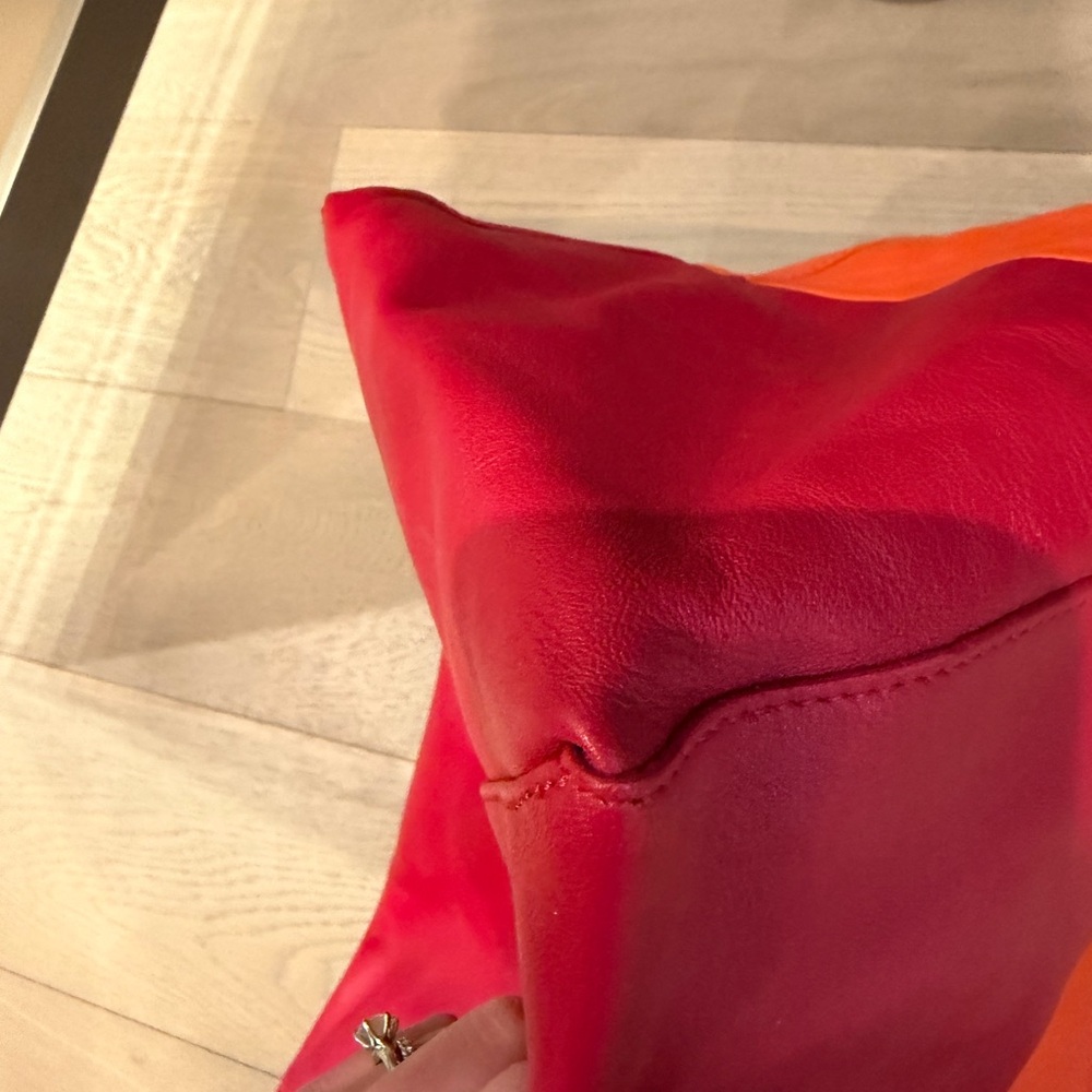 Old Celine, Horizontal Cabas Tote, NEW, two tones - orange/red. - Picture 6 of 9